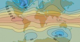 Розподіл озону в нижніх шарах атмосфери (одиниця Добсона)