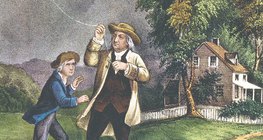 Бенджамін Франклін і його син "заземлили блискавки неба"