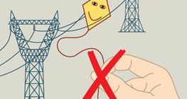 Ви не повинні торкатися, навіть мотузки паперового змія якщо той застряг на лінії електропередачі