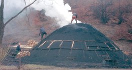 Земляна піч для виробництва деревного вугілля