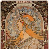 Альфонс Муха: Календар La Plume - Шлейф (Модерн, плакат)