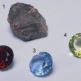 Корунд (1), Рубін (2) і Сапфір (3,4)
