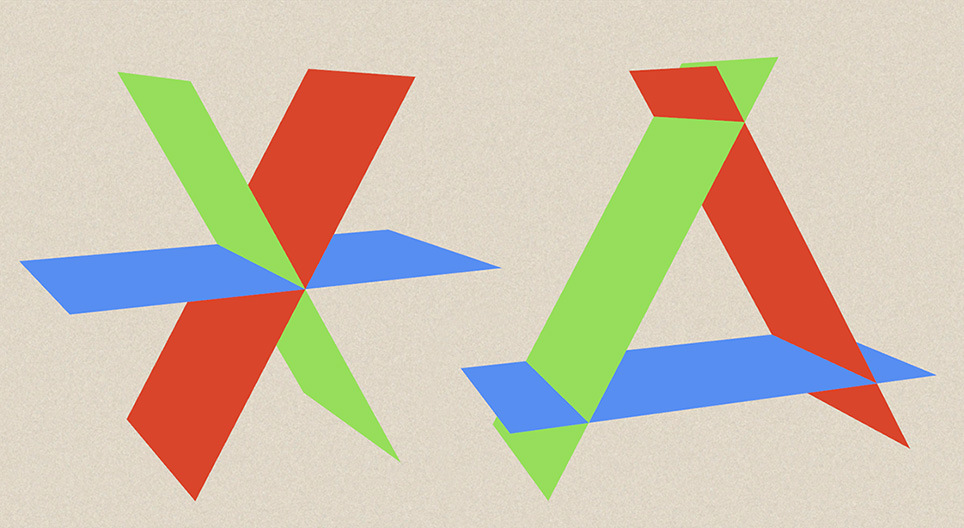 На скільки частин ділять простір три площини?